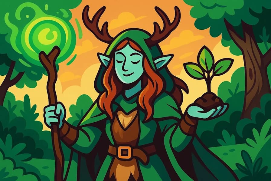 Generate names for nature-loving spellcasters who draw power from the natural world.