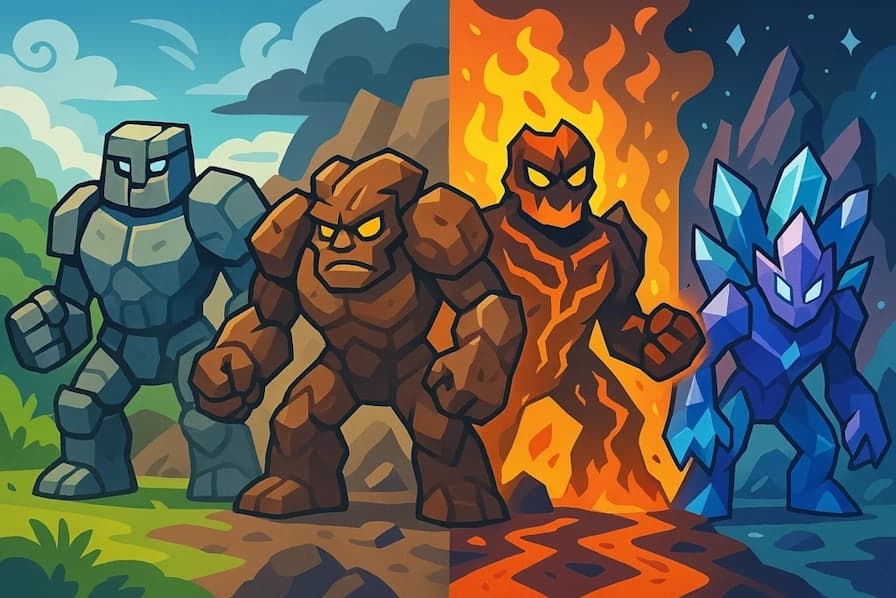 Generate names for animated constructs made from clay, stone, or metal to serve their creators.