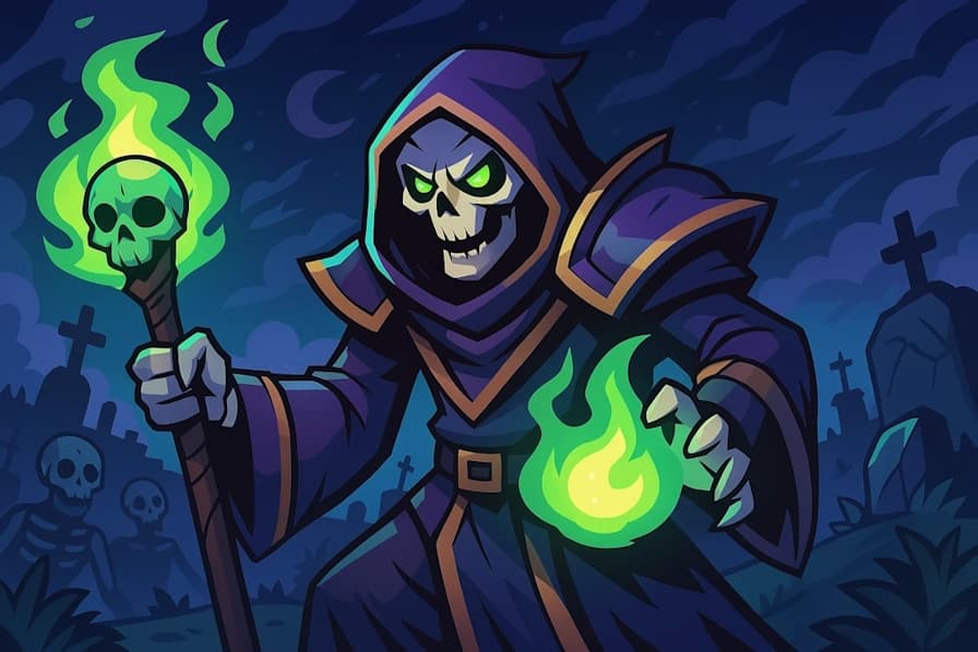 Generate names for dark spellcasters who commune with death and raise the undead.