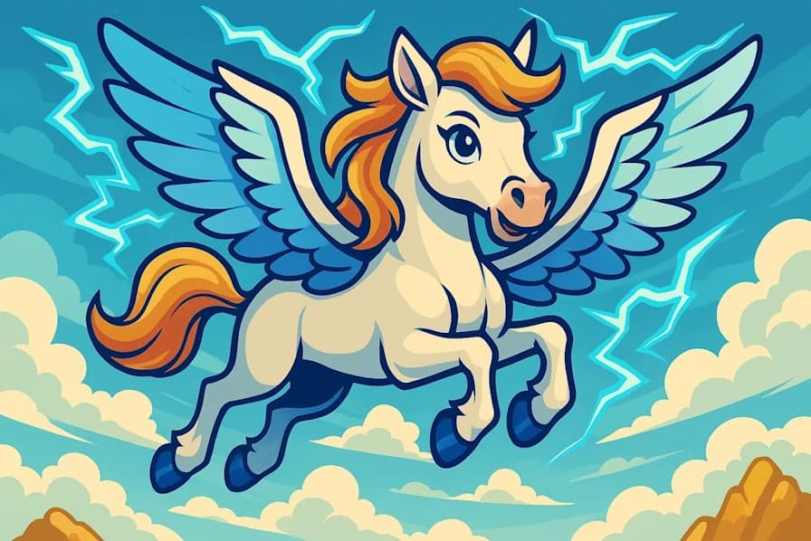 Generate names for divine winged horses from Greek mythology that soar through the skies.