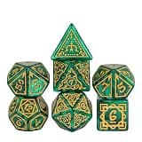 Poludie Dice DND, Polyhedral Dice Set(7 Pcs) D&D Dice with Leather Dice Bag for Role Playing Dice Games RPGs(Druid - Green)