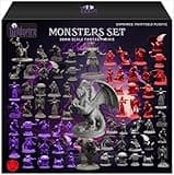 Wildspire Fantasy Monsters & Bookish Dragon for DND Miniatures Unpainted Bulk 28mm-32mm Dungeons & Dragons Minis Pathfinder Figures Fantasy Unpainted Tabletop RPG Miniature Starter Set for D&D