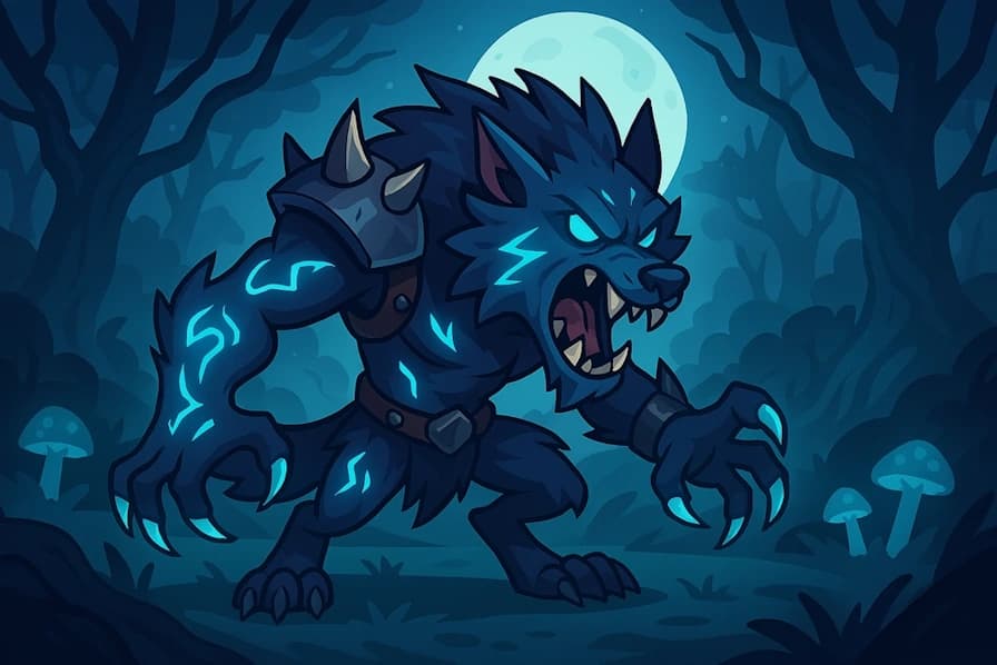 Generate names for lycanthropes who transform from human to wolf under the full moon.