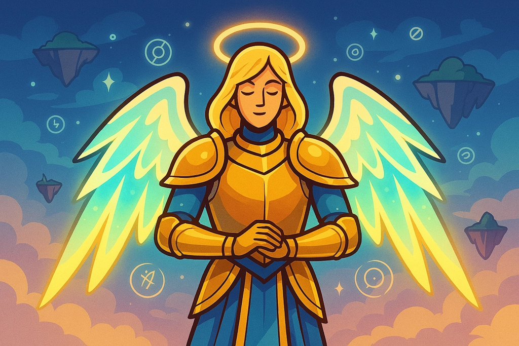 Generate a celestial angel name based on traditional angelic naming patterns from various religious and mythological sources.