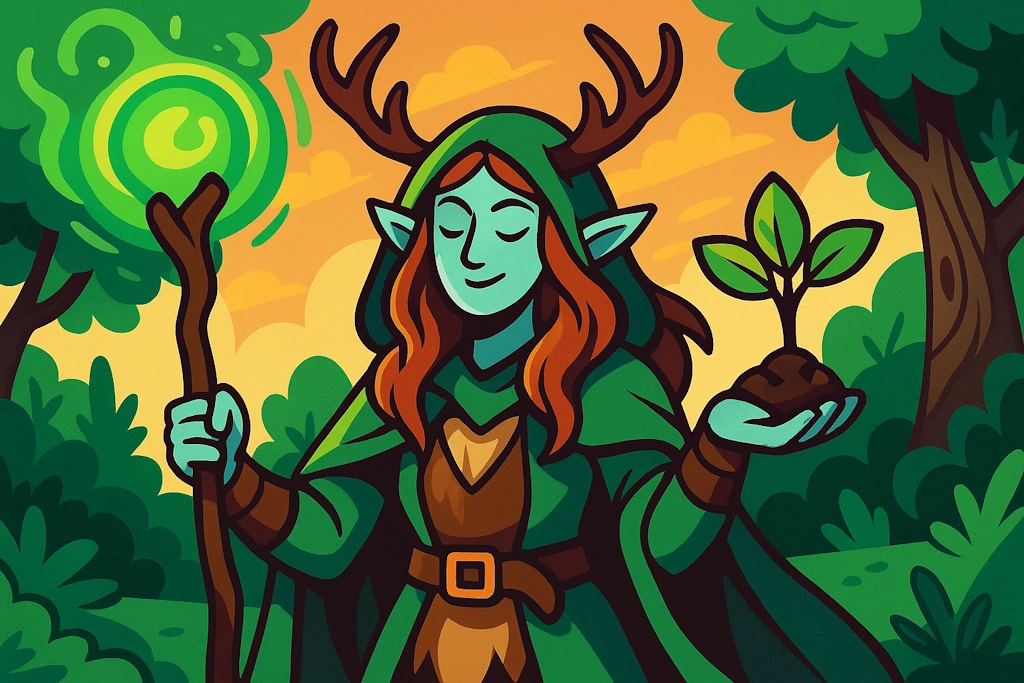 Generate names for nature-attuned druids who can shapeshift and command the powers of the wilderness.
