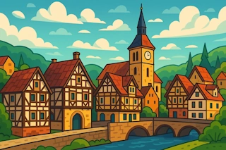 Generate authentic German city names, drawing from medieval traditions, historical landmarks, and Germanic linguistic roots.
