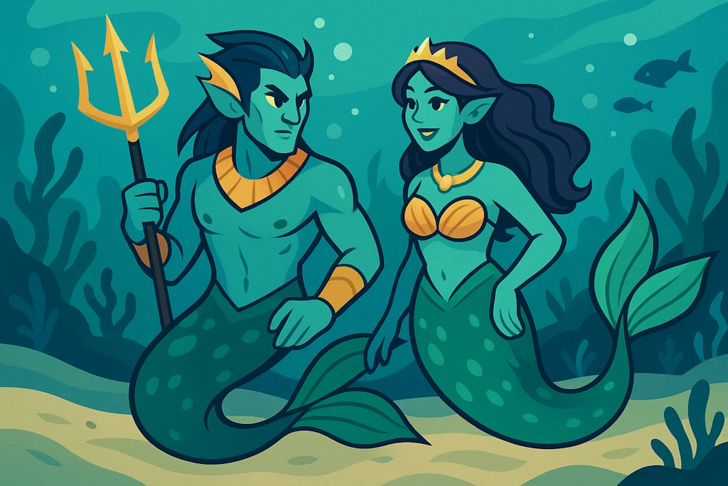 Generate authentic merfolk names, drawing from oceanic themes and aquatic mythology.